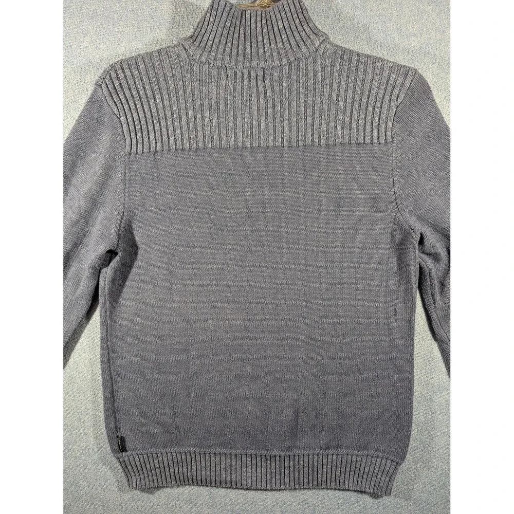 Calvin Klein Sweater Mens Medium Gray Blue Half Zip Mock Neck Cotton Blend Knit